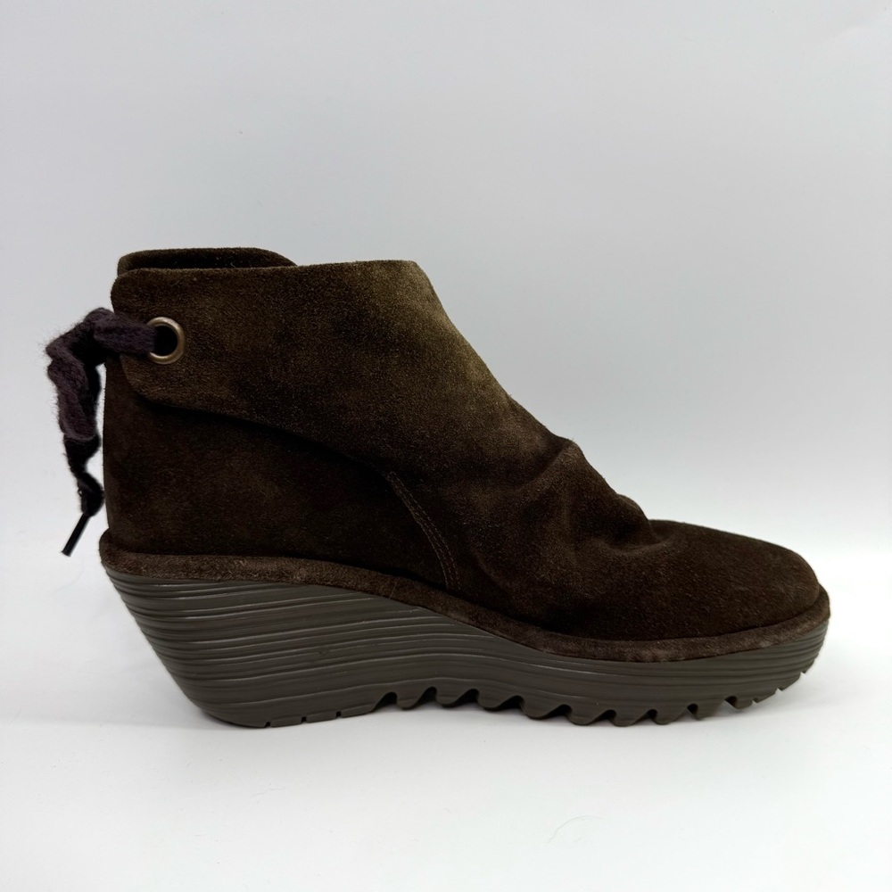 Fly London Yama Suede Wedge Ankle Booties Brown 39/US 8-8.5 - Picture 11 of 14